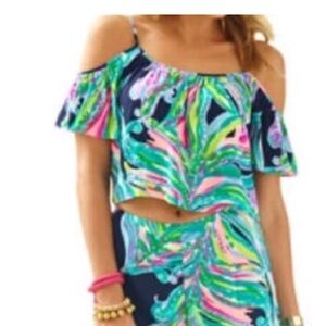 Women's Lilly Pulitzer Off-Shoulder Tropical Print Top size 0